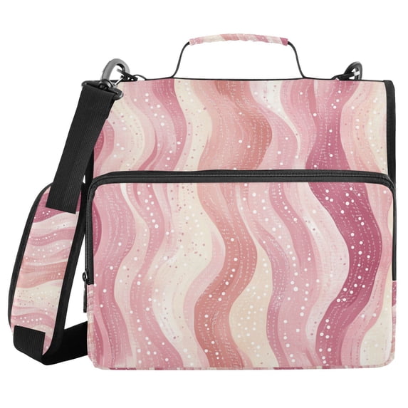 FORMRS Zipper Binder with Shoulder Strap 2-inch Ring 500 Sheet Capacity File Bag, Soft Brown Pattern