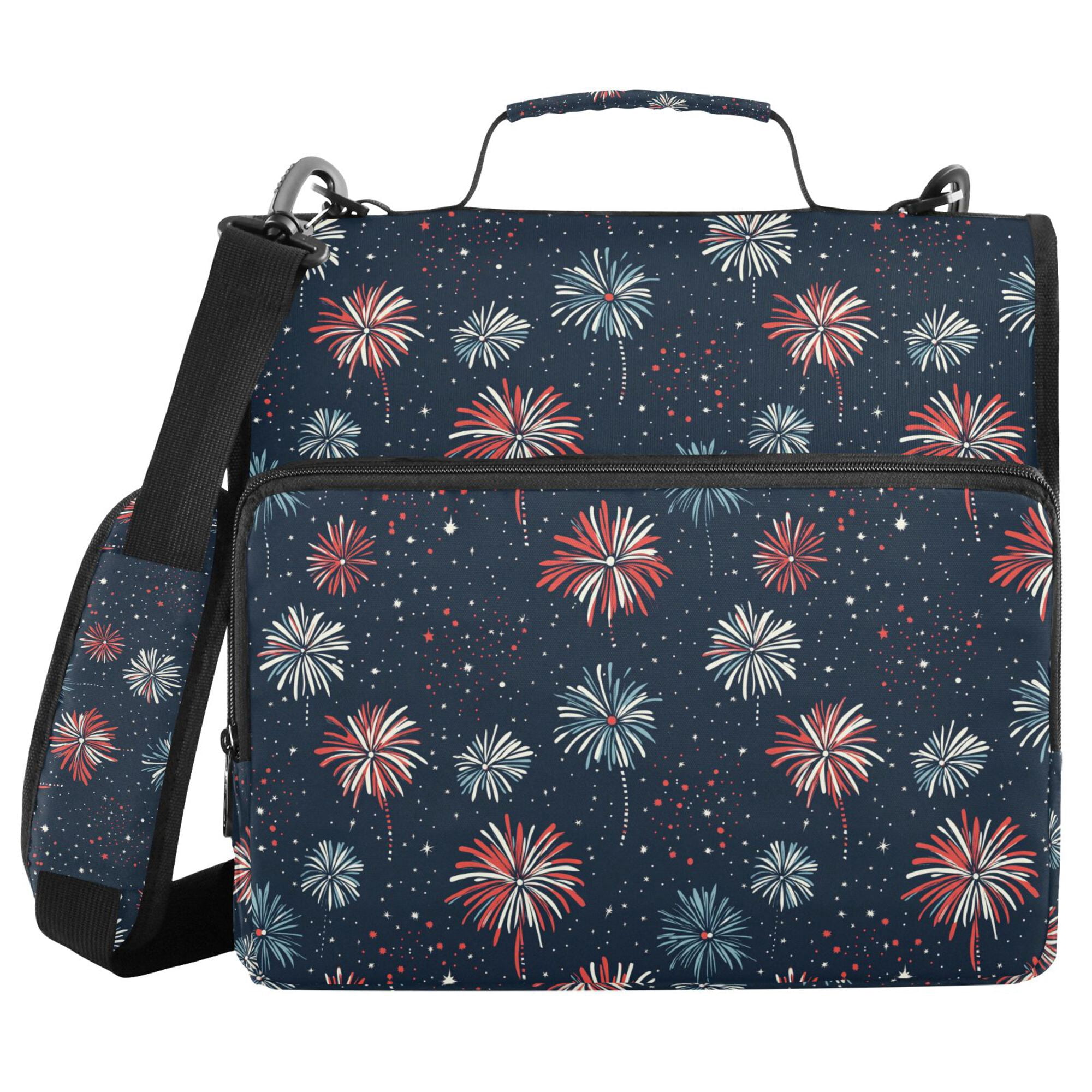 FORMRS Zipper Binder with Shoulder Strap 2-inch Ring 500 Sheet Capacity File Bag, Starry Fireworks Pattern