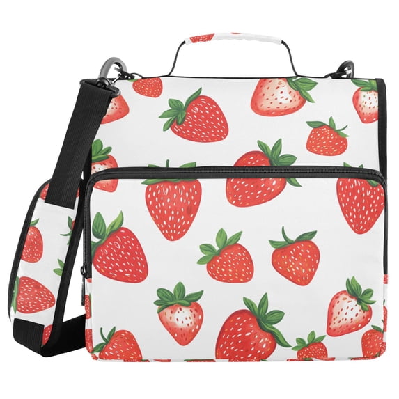 FORMRS Zipper Binder with Shoulder Strap 2-inch Ring 500 Sheet Capacity File Bag, Strawberry
