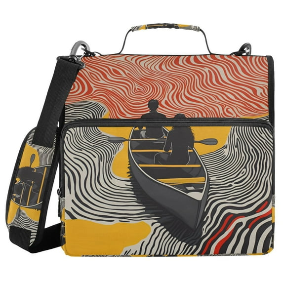 FORMRS Zipper Binder with Shoulder Strap 1.5-inch Ring 500 Sheet Capacity File Bag, Striped Boat