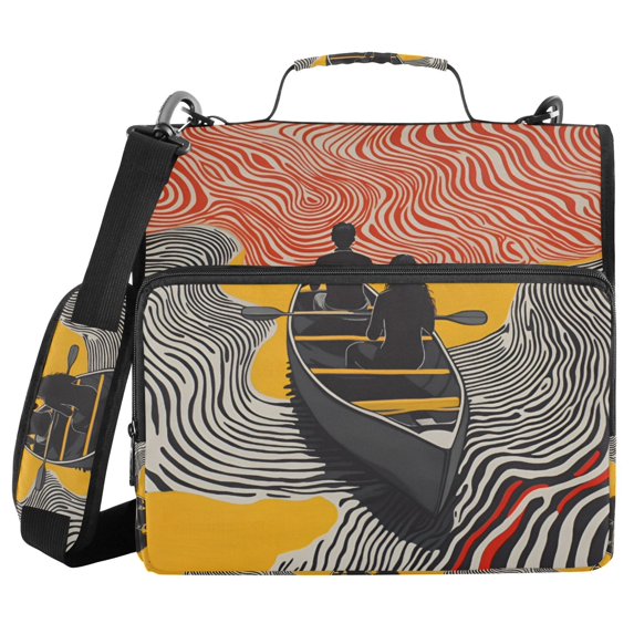 FORMRS Zipper Binder with Shoulder Strap 2-inch Ring 500 Sheet Capacity File Bag, Striped Boat