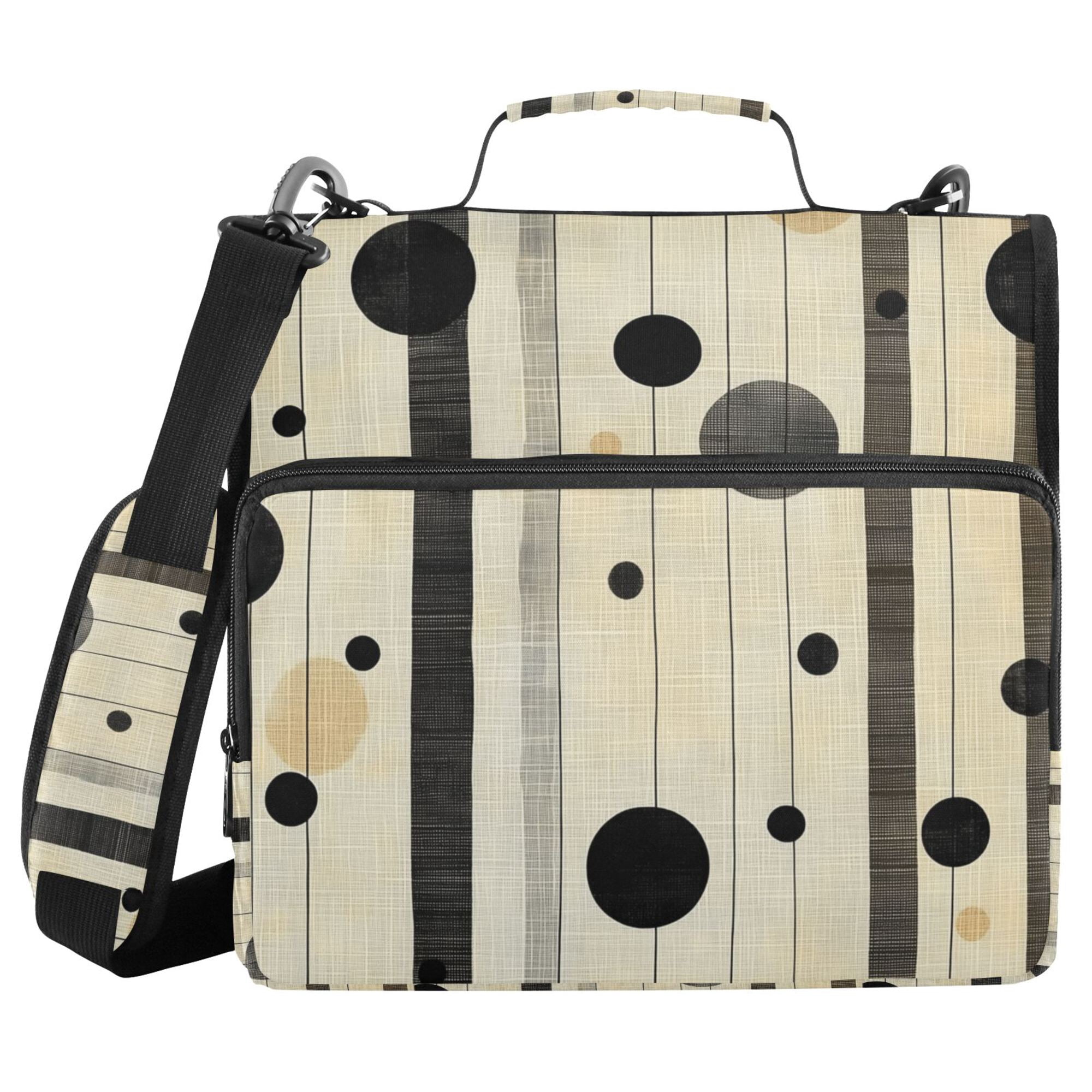 FORMRS Zipper Binder with Shoulder Strap 2-inch Ring 500 Sheet Capacity File Bag, Stripes Pattern