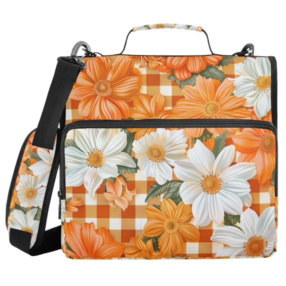 FORMRS Zipper Binder with Shoulder Strap 2-inch Ring 500 Sheet Capacity File Bag, Sunny Floral