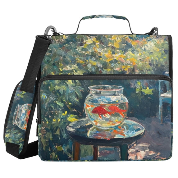 FORMRS Zipper Binder with Shoulder Strap 2-inch Ring 500 Sheet Capacity File Bag, Sunshine Goldfish