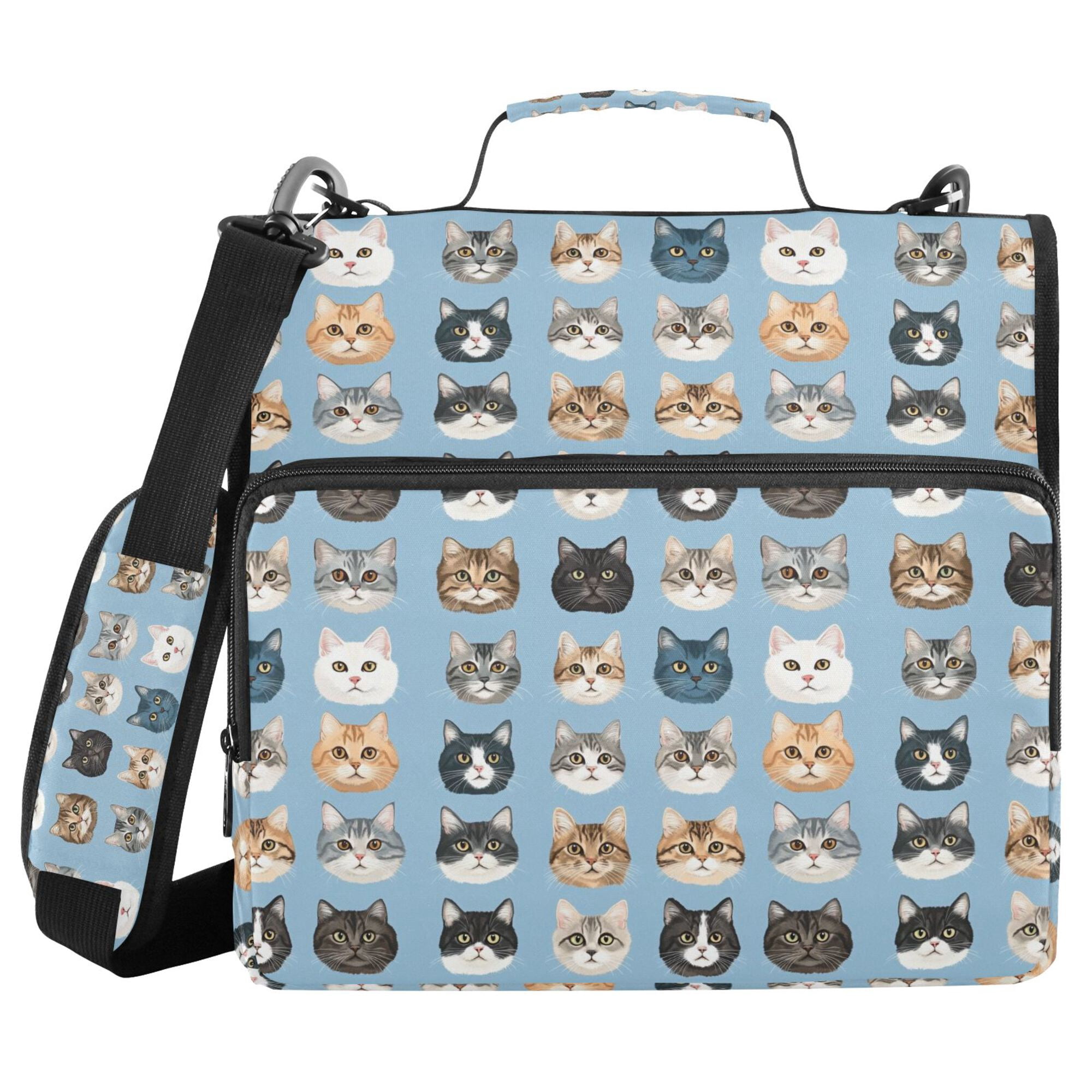 FORMRS Zipper Binder with Shoulder Strap 2-inch Ring 500 Sheet Capacity File Bag, Vibrant Cute Cat