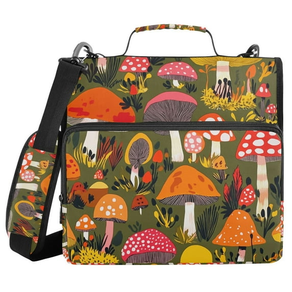 FORMRS Zipper Binder with Shoulder Strap 1.5-inch Ring 500 Sheet Capacity File Bag, Vibrant Mushroom