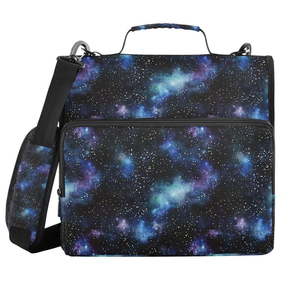 FORMRS Zipper Binder with Shoulder Strap 2-inch Ring 500 Sheet Capacity File Bag, Watercolor Galaxy