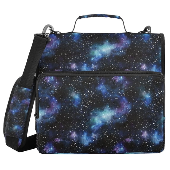 FORMRS Zipper Binder with Shoulder Strap 2-inch Ring 500 Sheet Capacity File Bag, Watercolor Galaxy