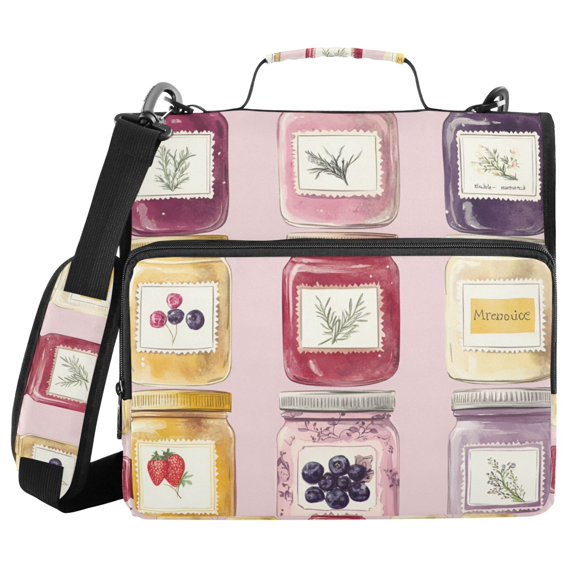 FORMRS Zipper Binder with Shoulder Strap 2-inch Ring 500 Sheet Capacity File Bag, Watercolor Jar