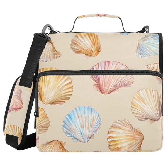 FORMRS Zipper Binder with Shoulder Strap 2-inch Ring 500 Sheet Capacity File Bag, Watercolor Seashell