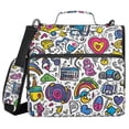 thumbnail image 1 of FORMRS Zipper Binder with Shoulder Strap 2-inch Ring 500 Sheet Capacity File Bag, White Doodle Pattern, 1 of 5