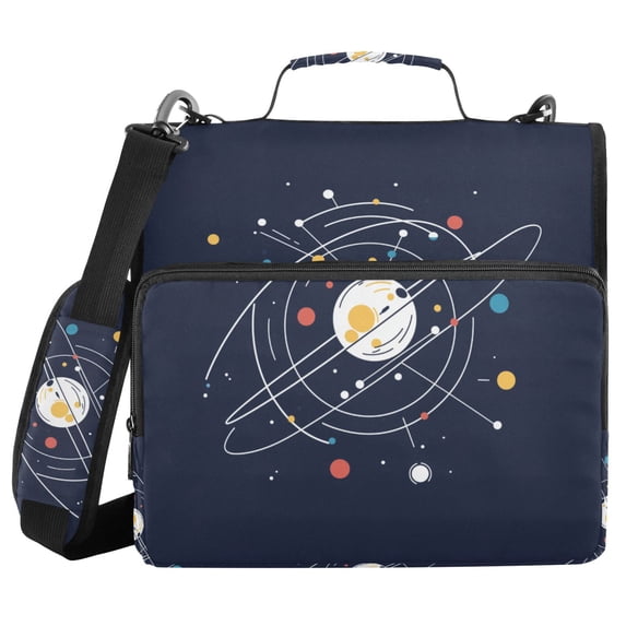 FORMRS Zipper Binder with Shoulder Strap 2-inch Ring 500 Sheet Capacity File Bag, White Planet
