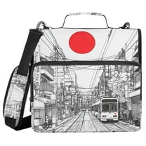 FORMRS Zipper Binder with Shoulder Strap 1.5-inch Ring 500 Sheet Capacity File Bag, White Streets