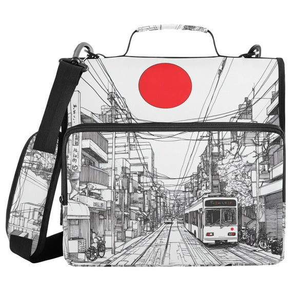 FORMRS Zipper Binder with Shoulder Strap 1.5-inch Ring 500 Sheet Capacity File Bag, White Streets