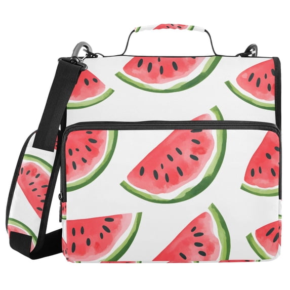 FORMRS Zipper Binder with Shoulder Strap 2-inch Ring 500 Sheet Capacity File Bag, White Watermelon