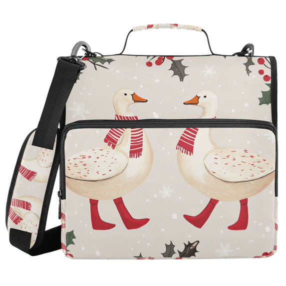 FORMRS Zipper Binder with Shoulder Strap 2-inch Ring 500 Sheet Capacity File Bag, Winter Geese