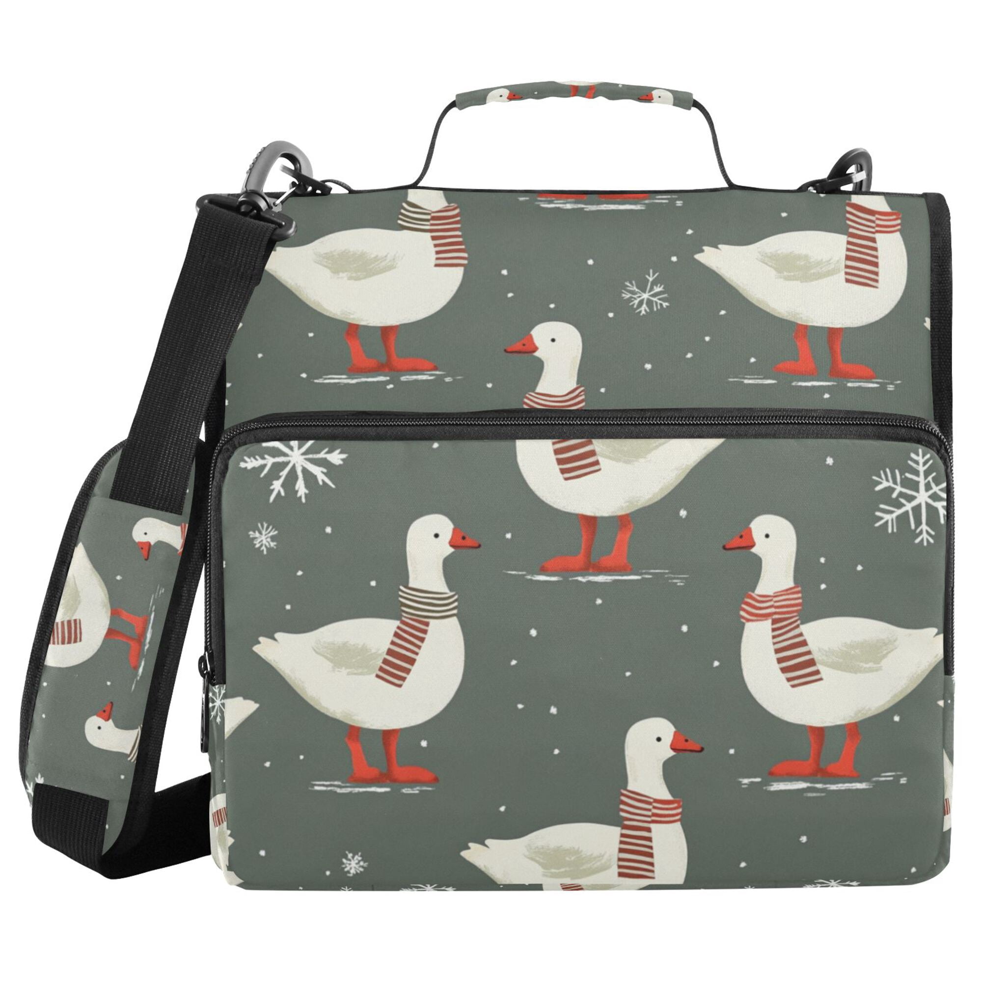 FORMRS Zipper Binder with Shoulder Strap 2-inch Ring 500 Sheet Capacity File Bag, Winter Goose