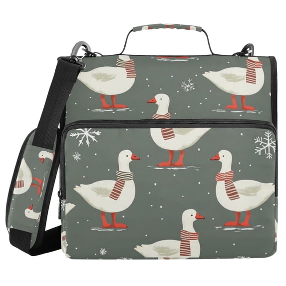FORMRS Zipper Binder with Shoulder Strap 2-inch Ring 500 Sheet Capacity File Bag, Winter Goose