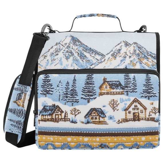 FORMRS Zipper Binder with Shoulder Strap 1.5-inch Ring 500 Sheet Capacity File Bag, Winter Village