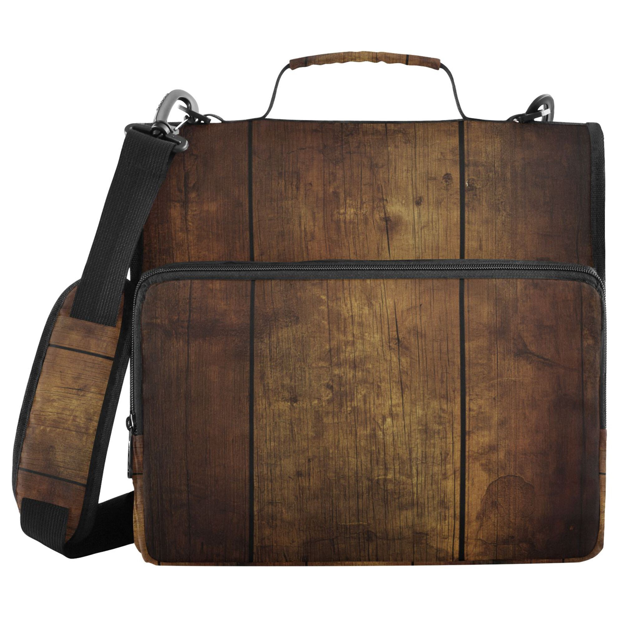 FORMRS Zipper Binder with Shoulder Strap 2-inch Ring 500 Sheet Capacity File Bag, Wood Grain