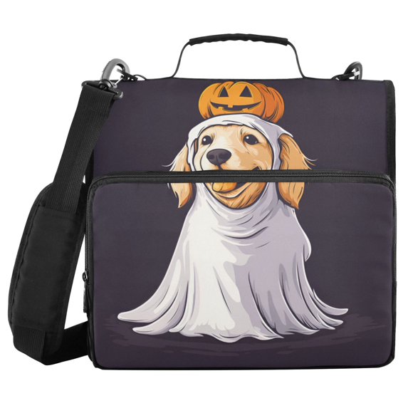 FORMRS Zipper Binder with Shoulder Strap 2-inch Ring 500 Sheet Capacity File Bag, Yellow Halloween Dog