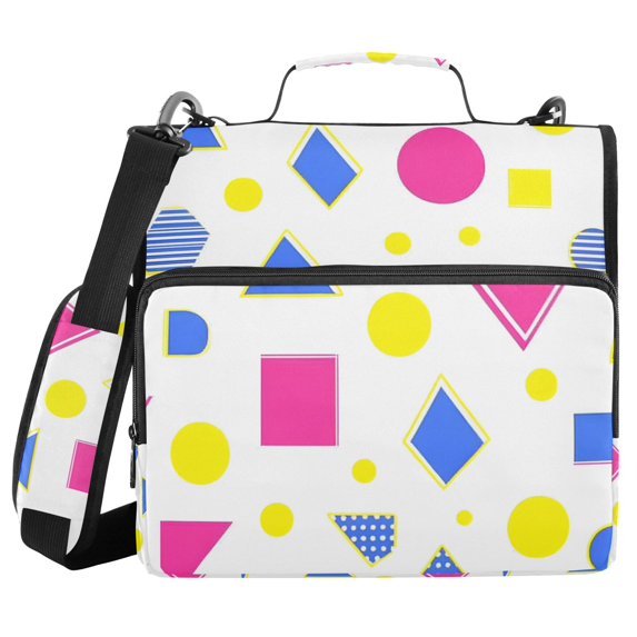 FORMRS Zipper Binder with Shoulder Strap 2-inch Ring 500 Sheet Capacity File Bag, Yellow Retro Round