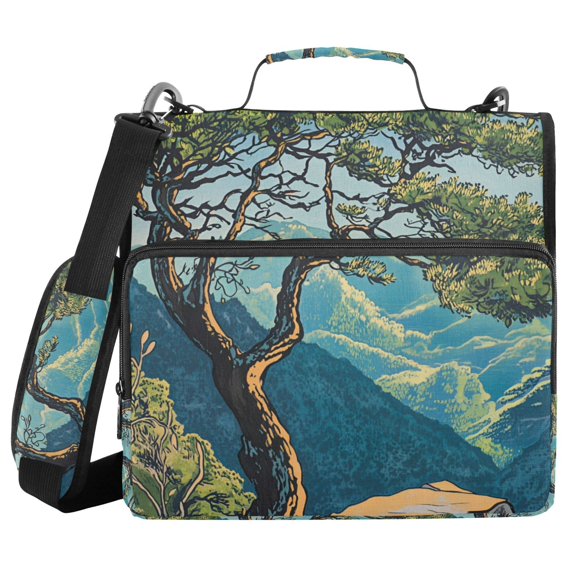FORMRS Zipper Binder with Shoulder Strap 2-inch Ring 500 Sheet Capacity File Bag, Yellow Tree