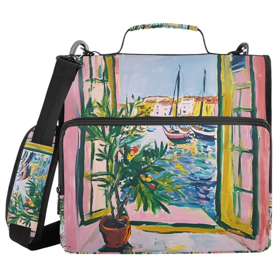 FORMRS Zipper Binder with Shoulder Strap 2-inch Ring 500 Sheet Capacity File Bag, Yellow Window
