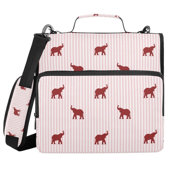 FORMRS Zipper Binder with Shoulder Strap 2-inch Ring 500 Sheet Capacity File Bag, Abstract Elephant Pattern