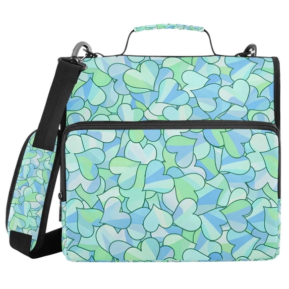 FORMRS Zipper Binder with Shoulder Strap 2-inch Ring 500 Sheet Capacity File Bag, Abstract Hearts Pattern