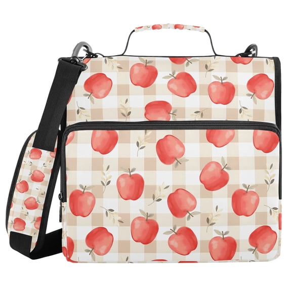 FORMRS Zipper Binder with Shoulder Strap 2-inch Ring 500 Sheet Capacity File Bag, Apple Plaid Pattern