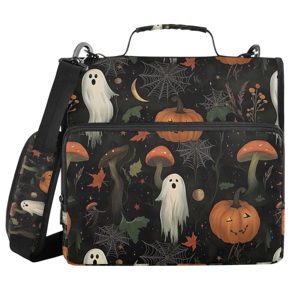 FORMRS Zipper Binder with Shoulder Strap 2-inch Ring 500 Sheet Capacity File Bag, Autumn Ghost Pattern