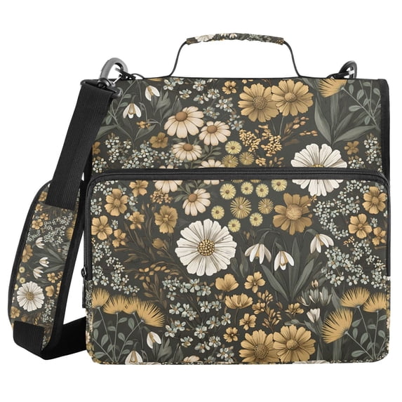 FORMRS Zipper Binder with Shoulder Strap 2-inch Ring 500 Sheet Capacity File Bag, Floral Wilderness Pattern