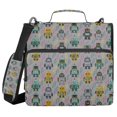 thumbnail image 1 of FORMRS Zipper Binder with Shoulder Strap 2-inch Ring 500 Sheet Capacity File Bag, Gray Cartoon Robot Pattern, 1 of 5