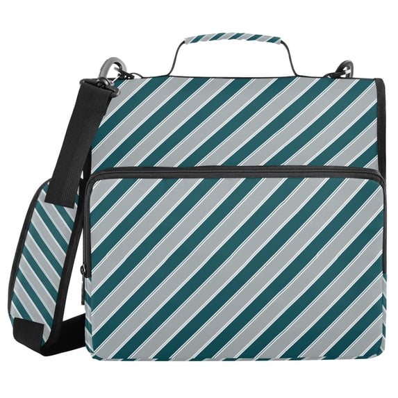 FORMRS Zipper Binder with Shoulder Strap 2-inch Ring 500 Sheet Capacity File Bag, Green Stripes Pattern