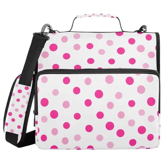 FORMRS Zipper Binder with Shoulder Strap 2-inch Ring 500 Sheet Capacity File Bag, Purple Polka Dots