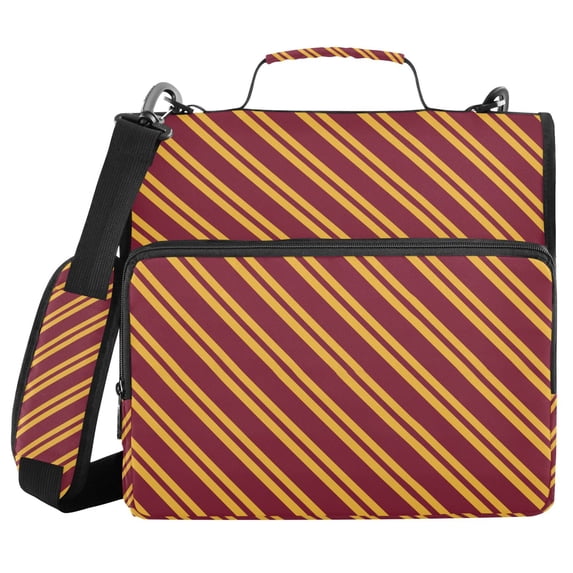 FORMRS Zipper Binder with Shoulder Strap 2-inch Ring 500 Sheet Capacity File Bag, Red Stripes Pattern