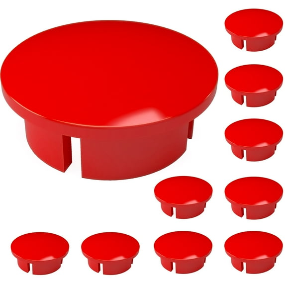 FORMUFIT F012IDC-RD-10 PVC Internal Domed End Cap, Furniture Grade, 1/2" Size, Red , 10-Pack
