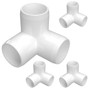 FORMUFIT 1-1/2 3-Way Elbow Furniture Grade PVC Pipe Fittings, 1-7/8 Actual Socket ID, White, 4-Pack