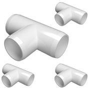 FORMUFIT 1-1/2" Tee Furniture Grade PVC Pipe Fittings, 1-7/8" Actual Socket ID, White, 4-Pack