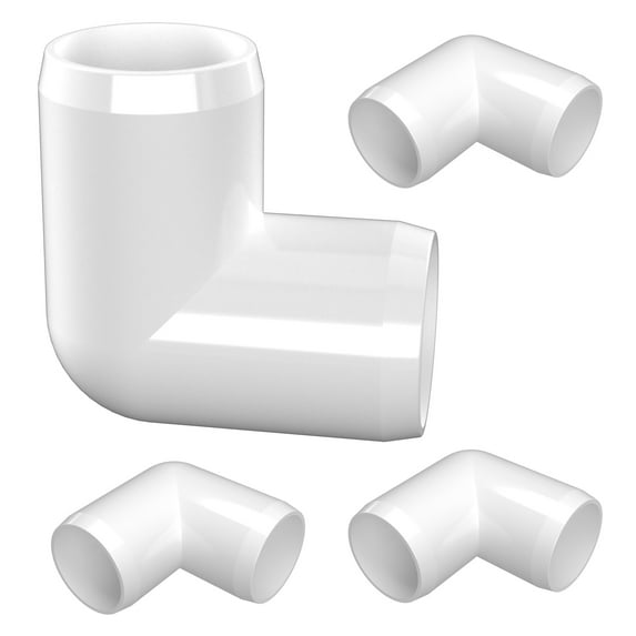 FORMUFIT 1-1/4" 90 Degree Elbow Furniture Grade PVC Pipe Fittings, (1-5/8" Actual Socket ID), White, 4-Pack