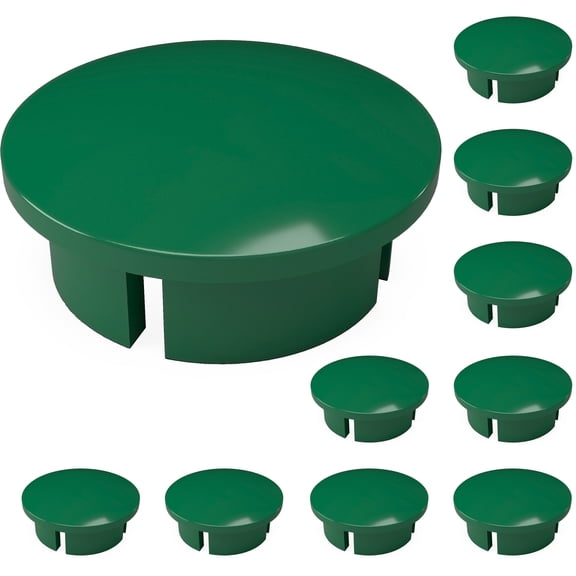 FORMUFIT F114IDC-GR-10 PVC Internal Domed End Cap, Furniture Grade, 1-1/4" Size, Green , 10-Pack