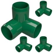 FORMUFIT 1  3-Way Elbow Furniture Grade PVC Pipe Fittings, 1-5/16" Actual Socket ID, Green, 4-Pack