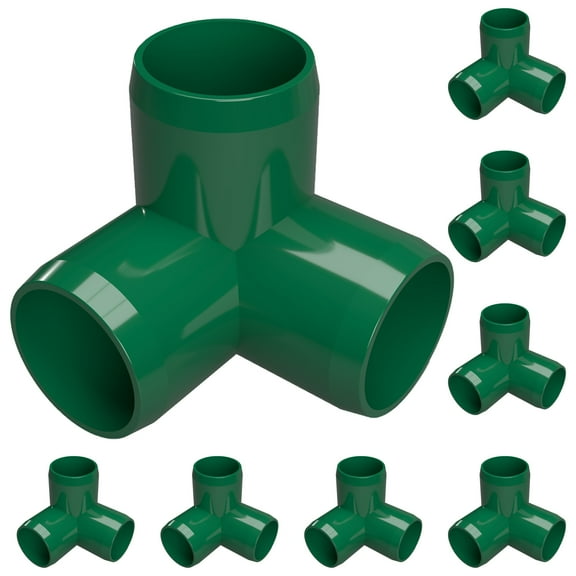 FORMUFIT 3/4 3-Way Elbow Furniture Grade PVC Pipe Fittings, (1-1/16" Actual Socket ID), Green, 8-Pack