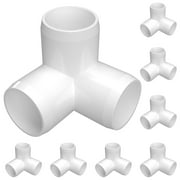 FORMUFIT 3/4  3-Way Elbow Furniture Grade PVC Pipe Fittings, 1-1/16 Actual Socket ID, White, 8-Pack