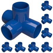 FORMUFIT PVC Fitting, 4-Way Tee Side Outlet , Furniture Grade, 3/4" Size, Blue, 8-Pack F0344WT-BL-8