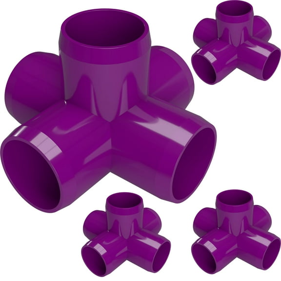 FORMUFIT PVC Fitting, 5-Way Cross Side Outlet, Furniture Grade, 1-1/4" Size, Purple, 4-Pack (F1145WC-PU-4)