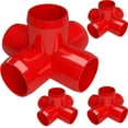 thumbnail image 1 of FORMUFIT PVC Fitting, 5-Way Cross Side Outlet, Furniture Grade, 1" Size, Red, 4-Pack (F0015WC-RD-4), 1 of 7