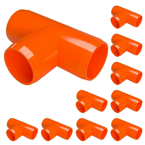 FORMUFIT PVC Fitting, Standard Tee , Furniture Grade, 1/2" Size, Orange, 10-Pack (F012TEE-OR-10)