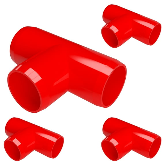 FORMUFIT PVC Fitting, Standard Tee , Furniture Grade, 1" Size, Red, 4-Pack (F001TEE-RD-4)